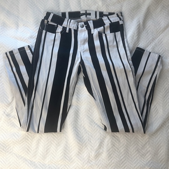Vintage Guess Jeans Brittney Black & White Vogue Ergeant Stripe Women’s Sz 29 - Picture 2 of 10